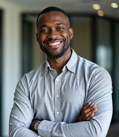 Confident smiling professional in light gray shirt representing LABUSA technology solutions