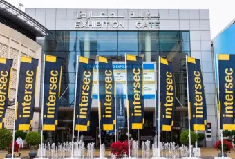A photo of flags at the Instersec Exhibit