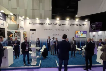 LABUSA trade show booth 2024 people in the area talking